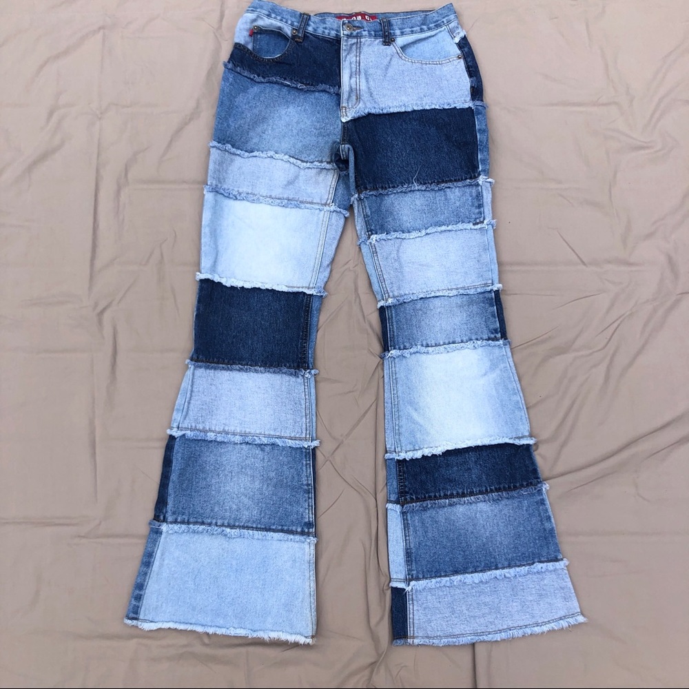 Zana Di Women's Flare Jeans - Blue Patchwork